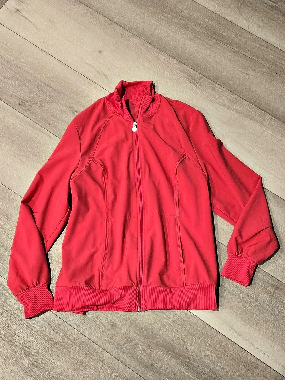 Cherokee Infinity Women's 2-Pocket STRETCH Warm-Up Scrub Jacket In Carmine Pink